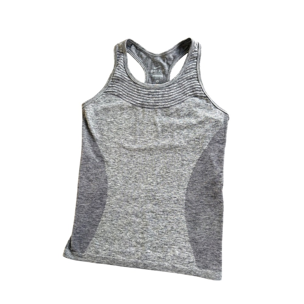 Nike Dri-FIT Knit Racerback Tank Top Womens Small Gray Heathered Training Run